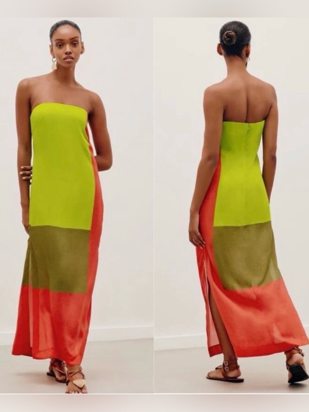 NWT ViX Paula Hermanny Penelope Colorblock Strapless Maxi Dress Size 4